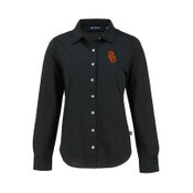 USC Trojans Women's Black SC InterlockAdvantage Tri-Blend Eco Soft Pique Knitted Button Down Shirt